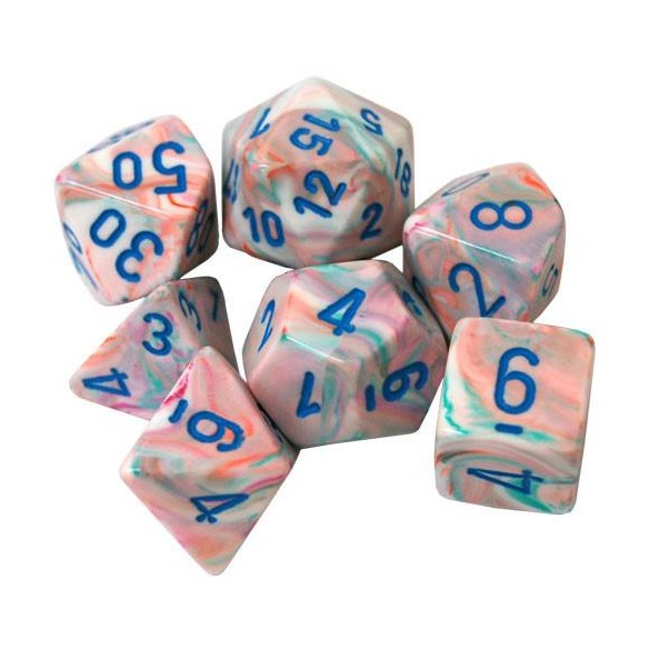 Chessex - Set 7 Dadi - Festive Pop Art/Blue