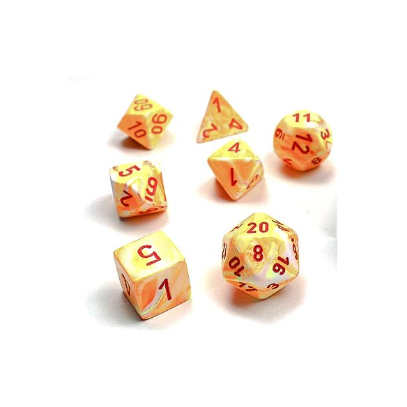 Chessex - Set 7 Dadi - Festive Sunburst/Red
