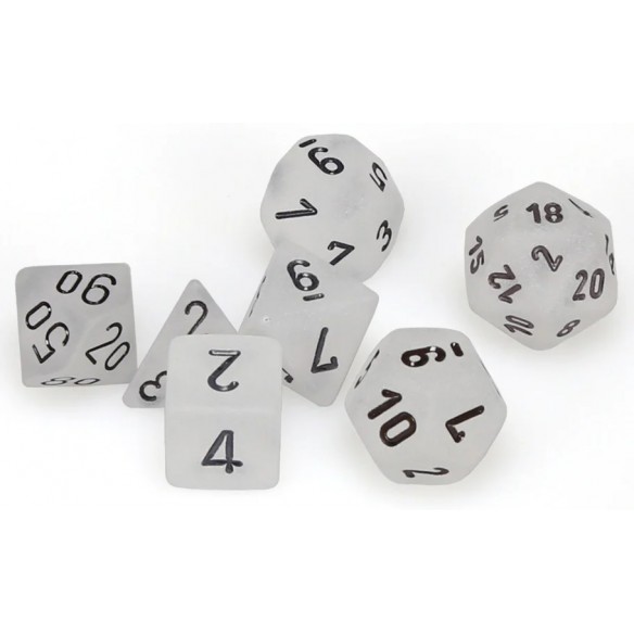 Chessex - Set 7 Dadi - Frosted Clear/Black