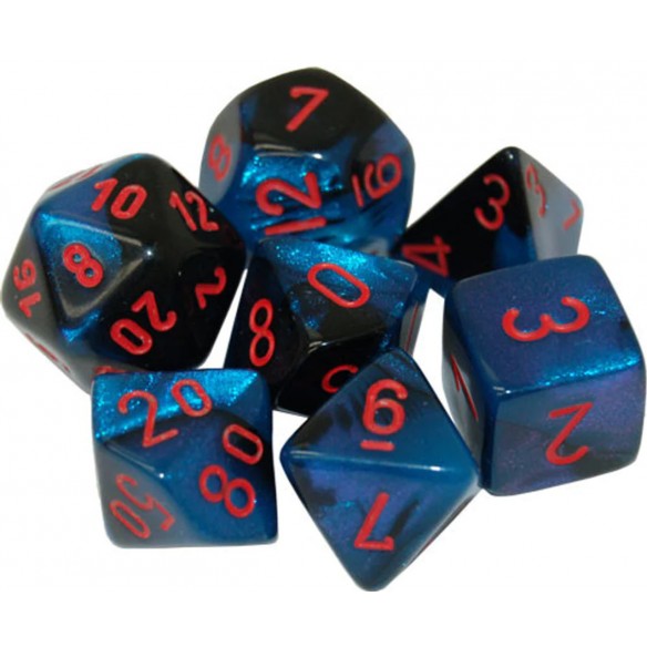 Chessex - Set 7 Dadi - Gemini Astral Black/Starlight/Red