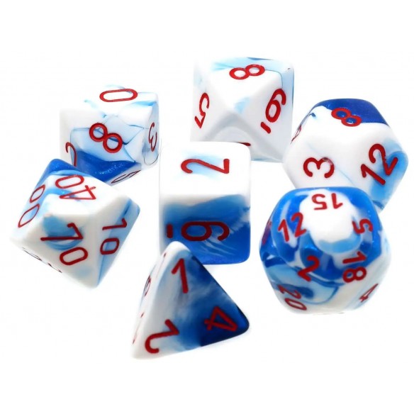 Chessex - Set 7 Dadi - Gemini Astral Blue/White/Red