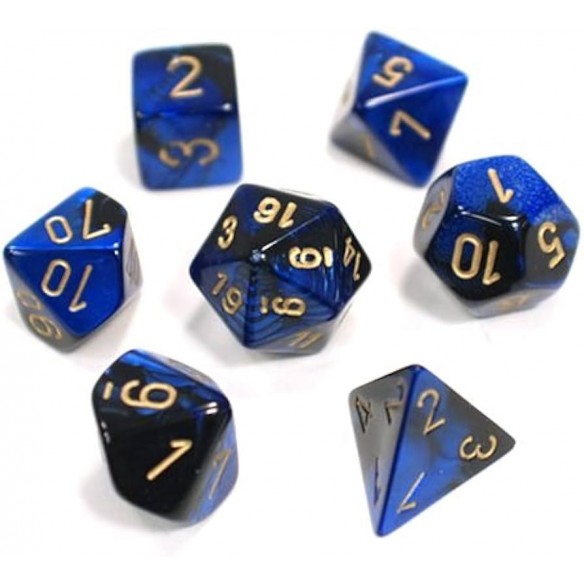 Chessex - Set 7 Dadi - Gemini Black/Blue/Gold