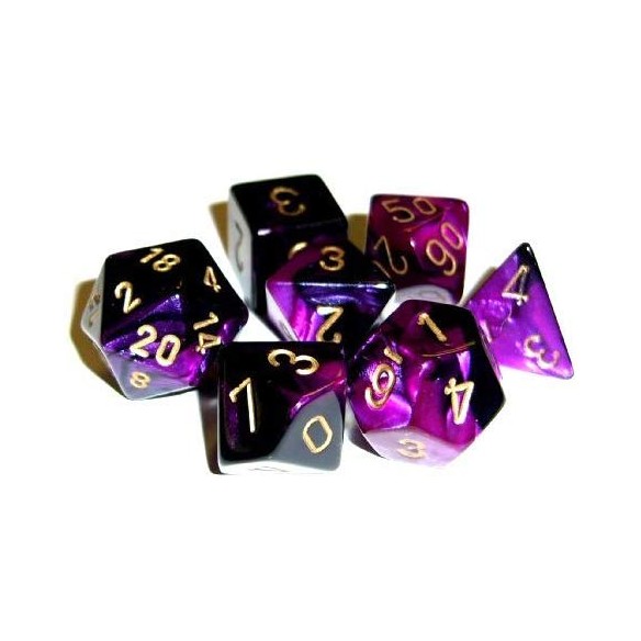 Chessex - Set 7 Dadi - Gemini Black/Purple/Gold