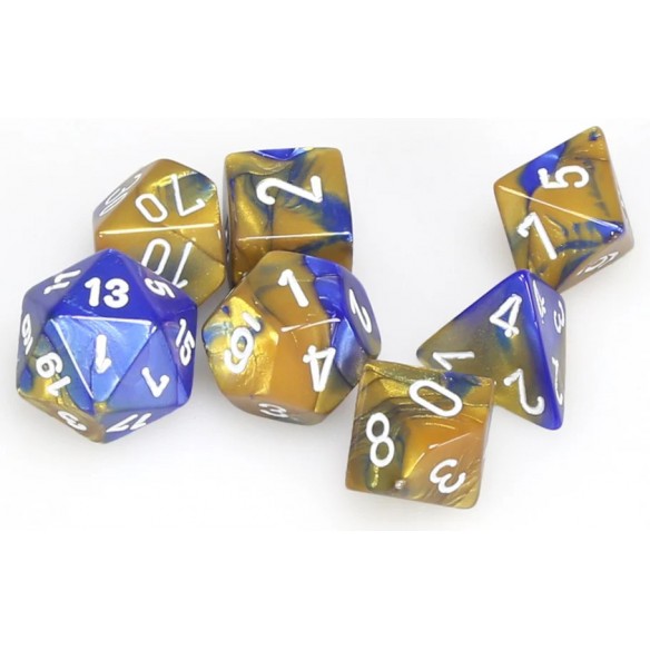 Chessex - Set 7 Dadi - Gemini Blue/Gold/White