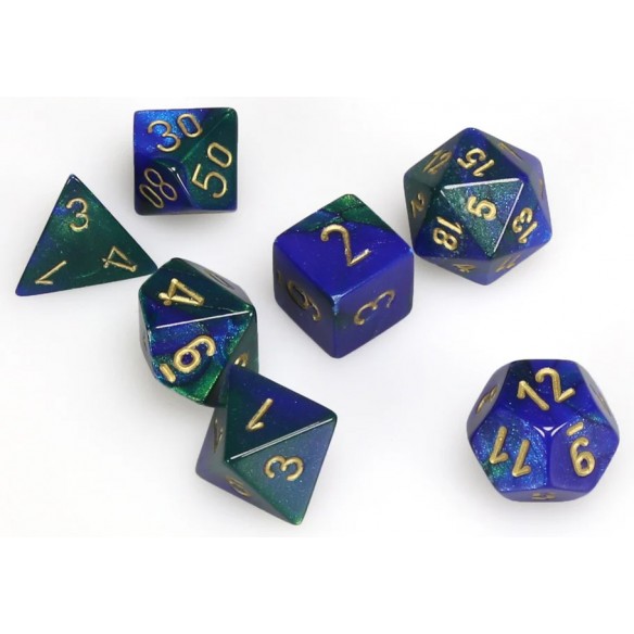 Chessex - Set 7 Dadi - Gemini Blue/Green/Gold