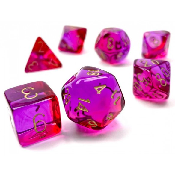 Chessex - Set 7 Dadi - Gemini Translucent Red/Violet/Gold
