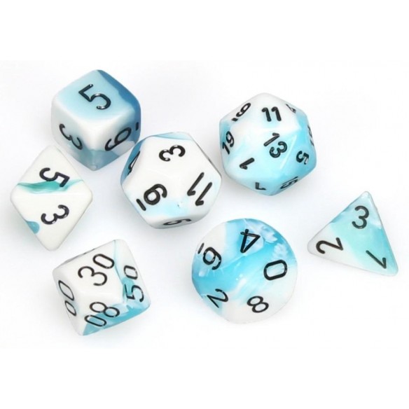 Chessex - Set 7 Dadi - Gemini White/Teal/Black