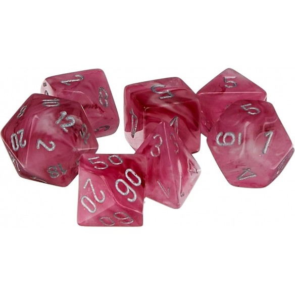 Chessex - Set 7 Dadi - Ghostly Glow Pink/Silver