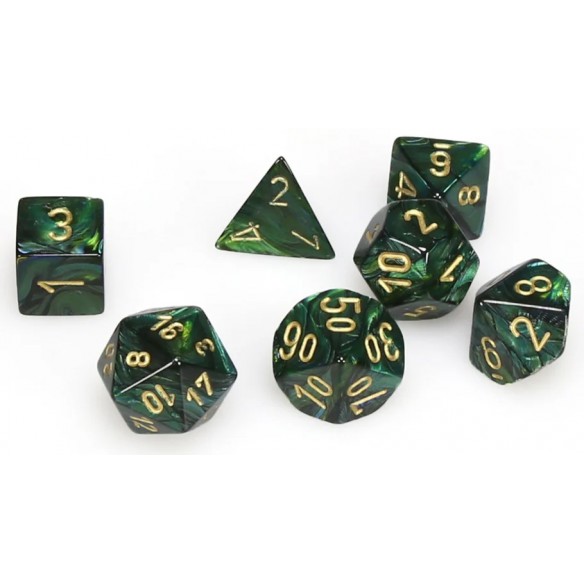 Chessex - Set 7 Dadi - Scarab Jade/Gold