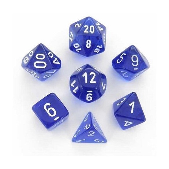 Chessex - Set 7 Dadi - Translucent Blue/White