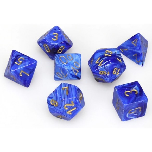 Chessex - Set 7 Dadi - Vortex Bright Blue/Gold