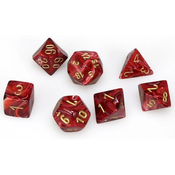 Chessex - Set 7 Dadi - Vortex Bright Burgundy/Gold