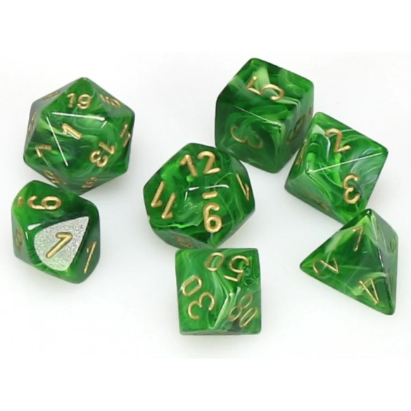 Chessex - Set 7 Dadi - Vortex Bright Green/Gold