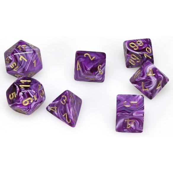 Chessex - Set 7 Dadi - Vortex Bright Purple/Gold