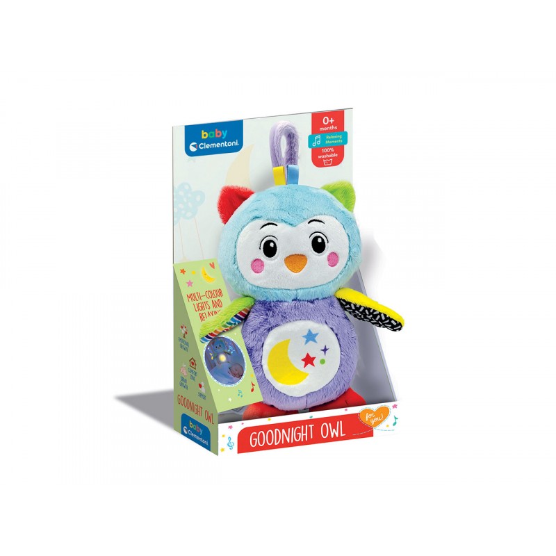 CLEMENTONI BABY GOODNIGHT OWL, GUFO PELUCHE DELLA BUONA NOTTE, 0-3 ANNI+