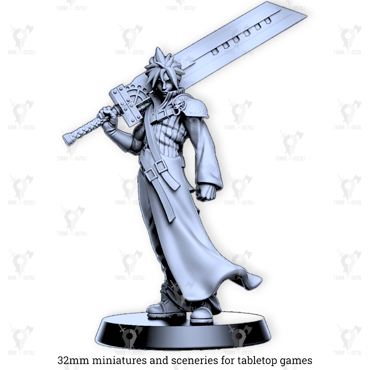 Cloud umano guerriero spadone adulto sci-fi child FF | miniatura 3D resina | Terre Ostili