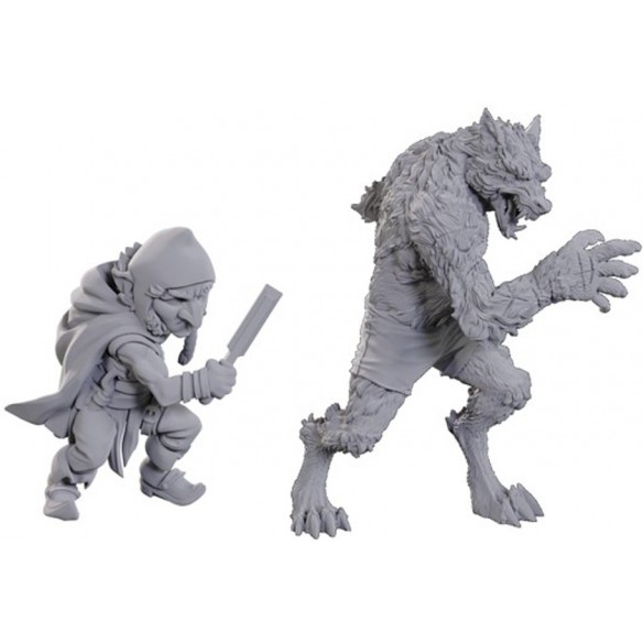 Critical Role Unpainted Miniatures - Chetney Pock O'Pea & Werewolf
