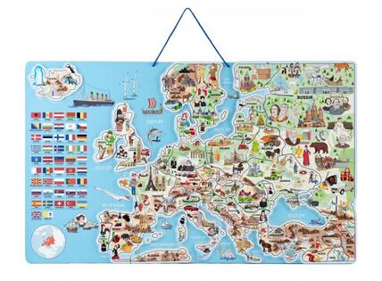 Woody Mappa magnetica dell'EUROPA e gioco da tavolo, 3 in 1, in inglese