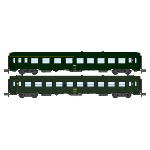 Set di 2 carrozze passeggeri UIC A4B5 e B10 - REE Models NW258 - N 1/160 - SNCF - EP IV