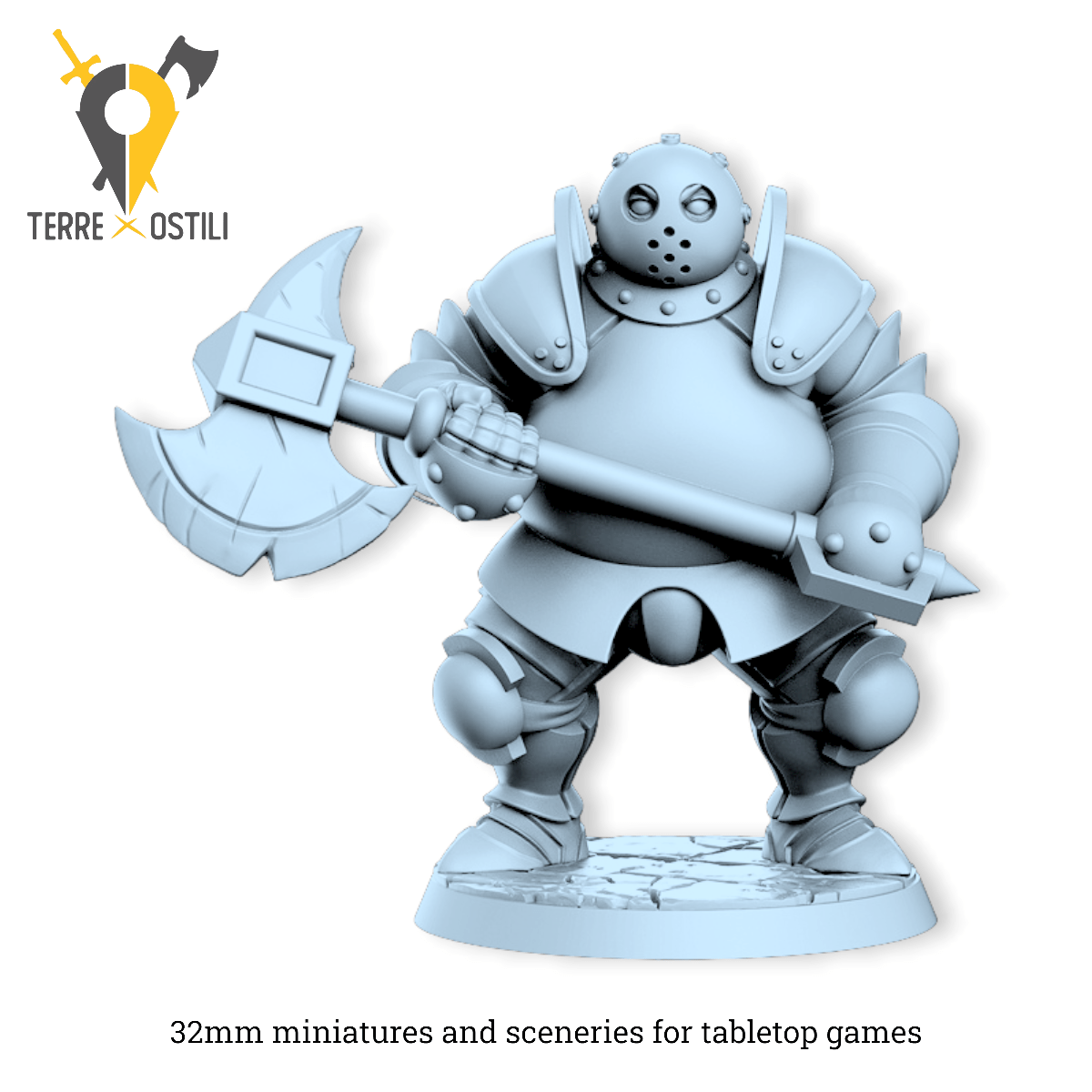 Dhruun guardiano boia guerriero | miniatura 3D resina | Terre Ostili