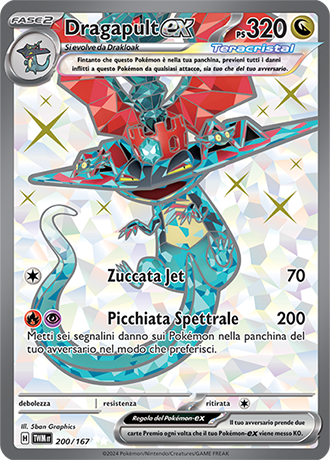 Dragapult-ex 200/167 TeraCristal Full Art Ultra Rara - ITA - Near Mint - Scarlatto e Violetto - Crepuscolo Mascherato - Carta Pokemon