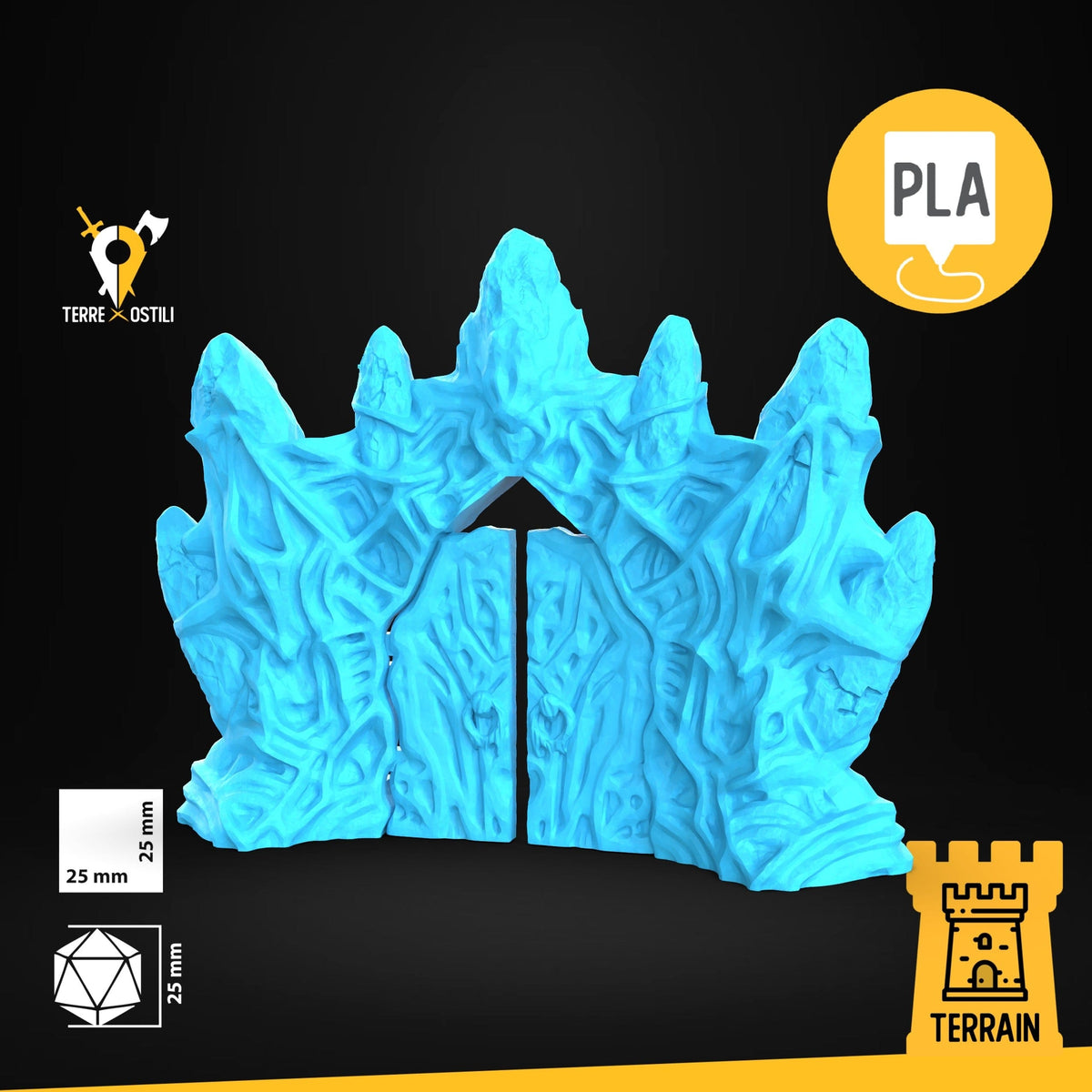 Entrata portale portone palazzo ghiaccio gelo inverno fantasy scenico 3D