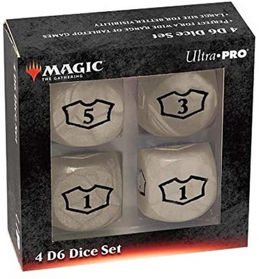 Ultra Pro SET 4 DADI D6 22 mm MANA WHITE Bianco Magic the Gathering