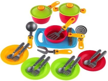 Set stoviglie con piatto in plastica