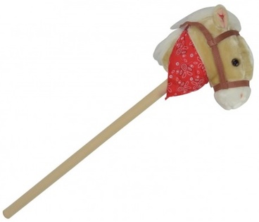 Cavallo su bastone di peluche da 80 cm alimentato a batteria con suono beige