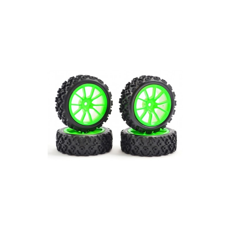 FASTRAX Gomme Strada/Rally 1/10 montate su cerchio Verde Fluorescente 10 raggi