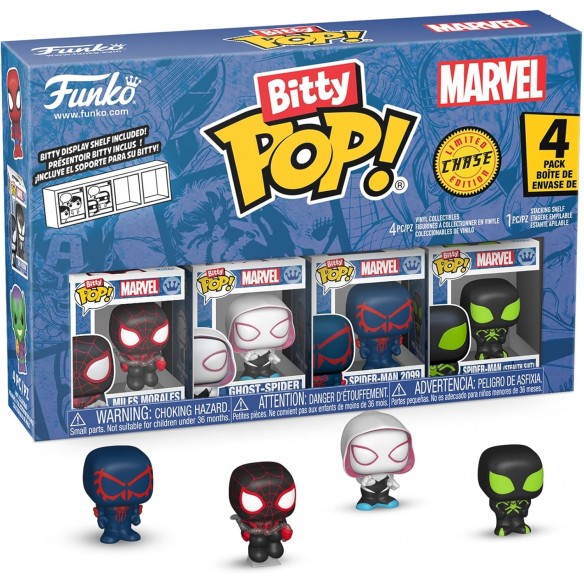 Funko Bitty Pop - Marvel 4 Pack - Miles Morales / Ghost-Spider / Spider-Man 2099 / Mystery (Chase)