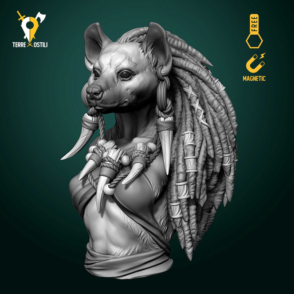 Gnoll iena regina busto resina alta qualità miniatura