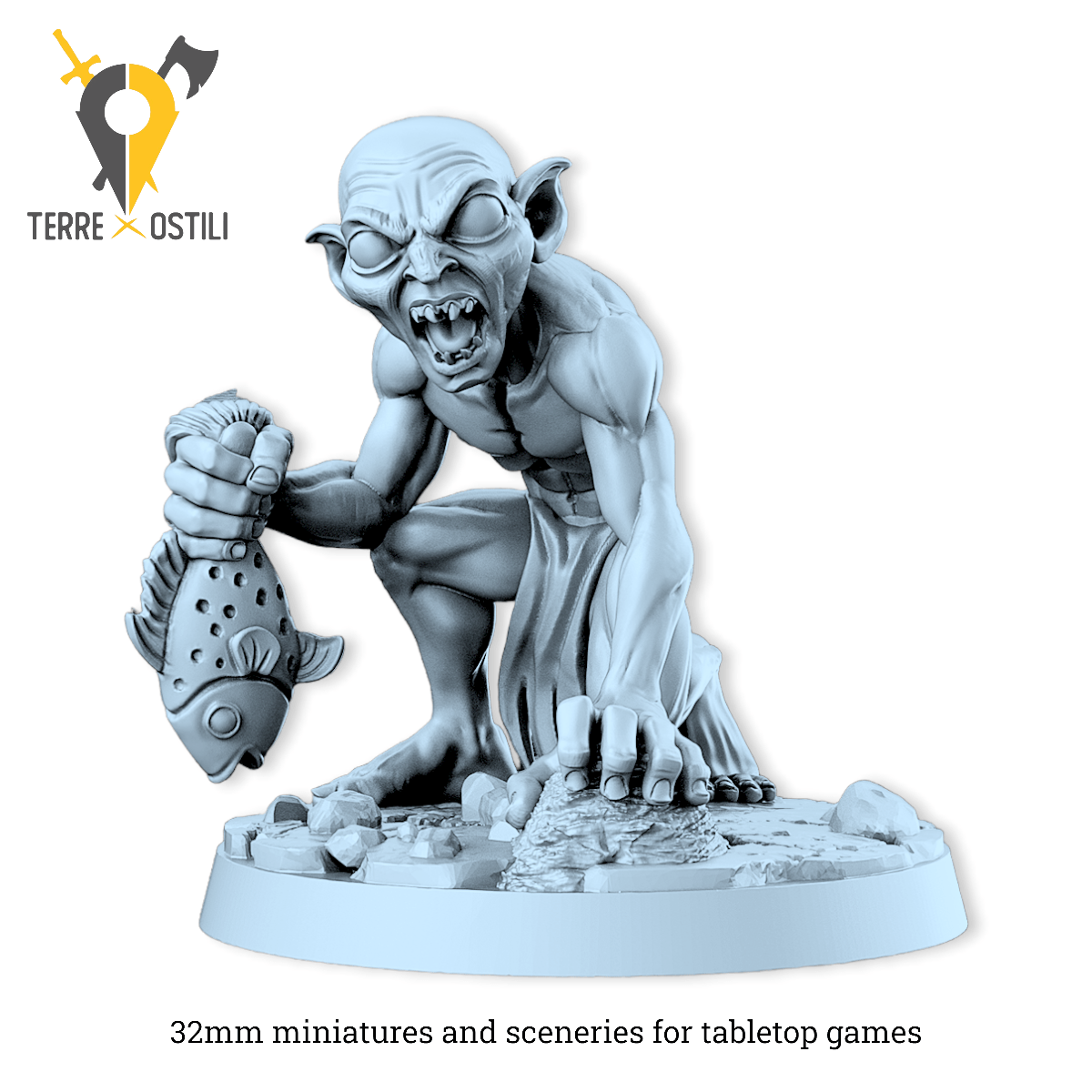 Gollum smeagol halfling hobbit mostruoso lotr anelli | miniatura 3D resina | Terre Ostili