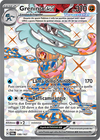 Greninja-ex 198/167 TeraCristal Full Art Ultra Rara - ITA - Near Mint - Scarlatto e Violetto - Crepuscolo Mascherato - Carta Pokemon