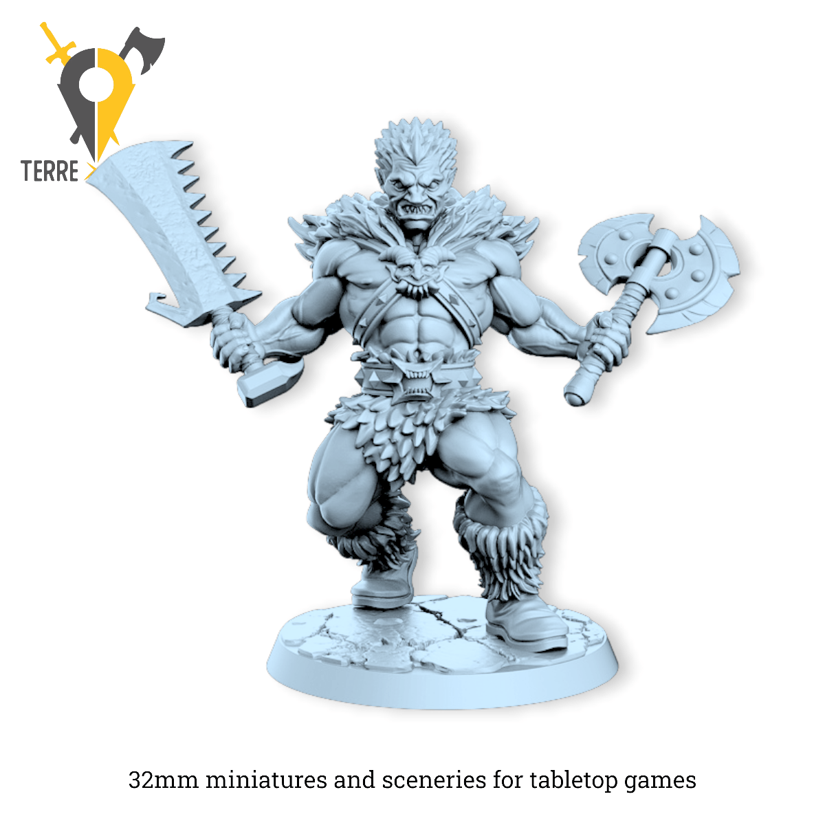 ikari barbaro doppia arma selvaggio guerriero | miniatura 3D resina | Terre Ostili