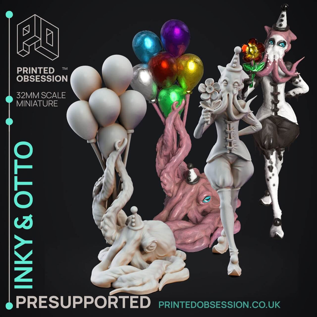 inky & otto mimo mind flayer horror circo | set 2x miniatura 3D