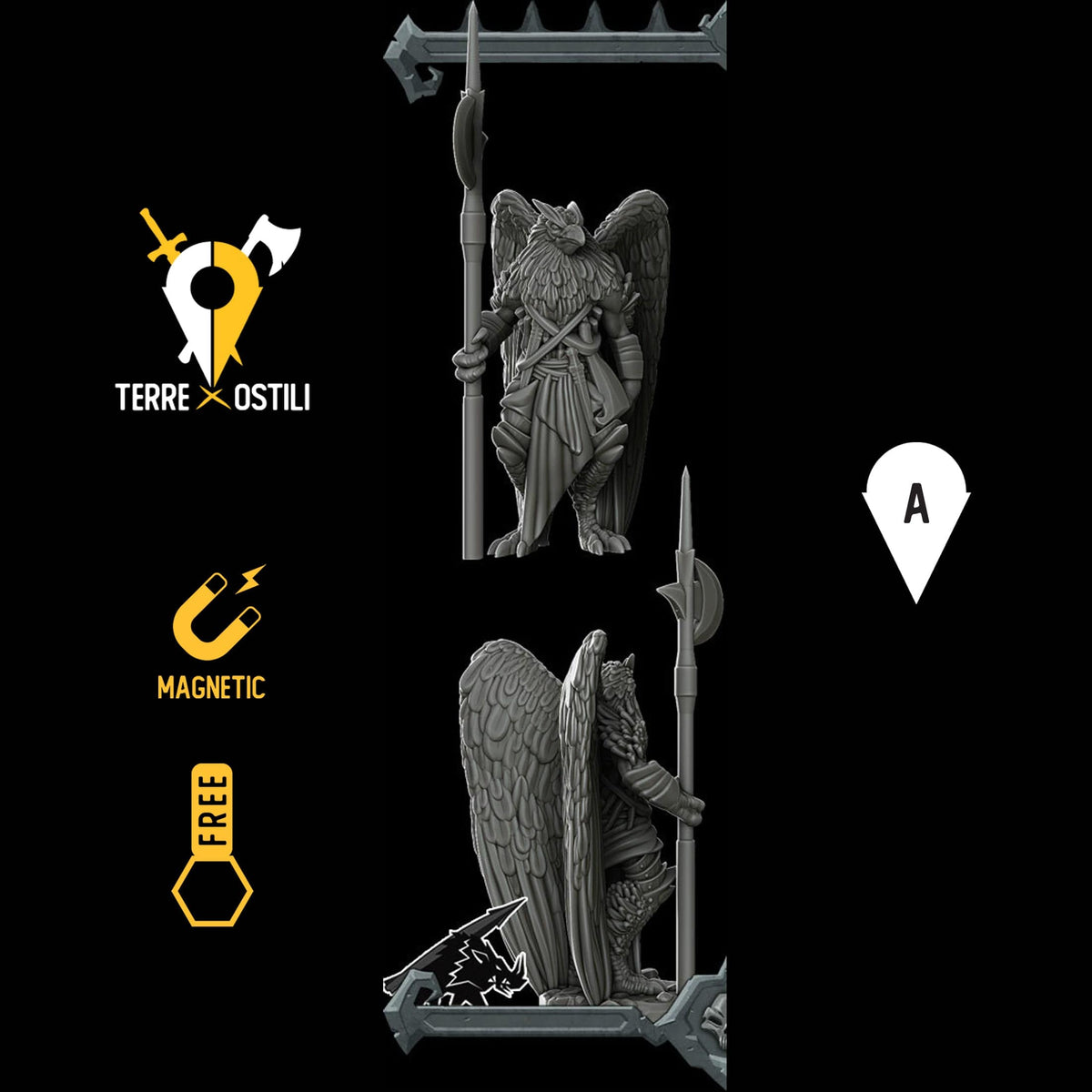 Kenku uomo falco guerriero guardia miniatura 3d resina