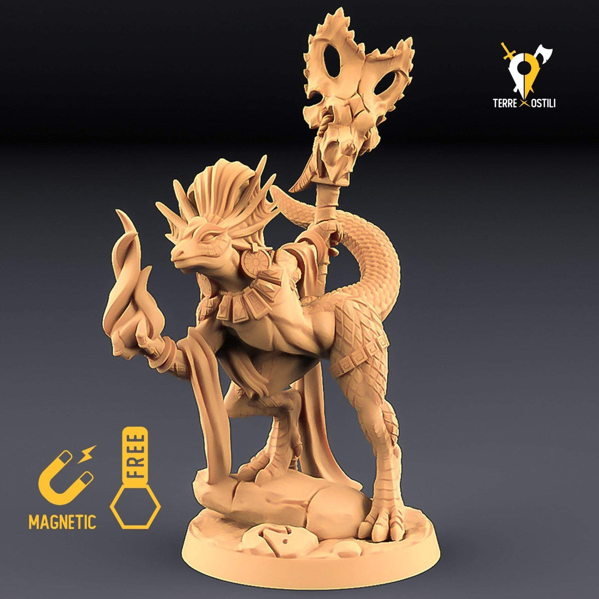 Lucertoloide pinup sciamano druido umanoide miniatura 3D