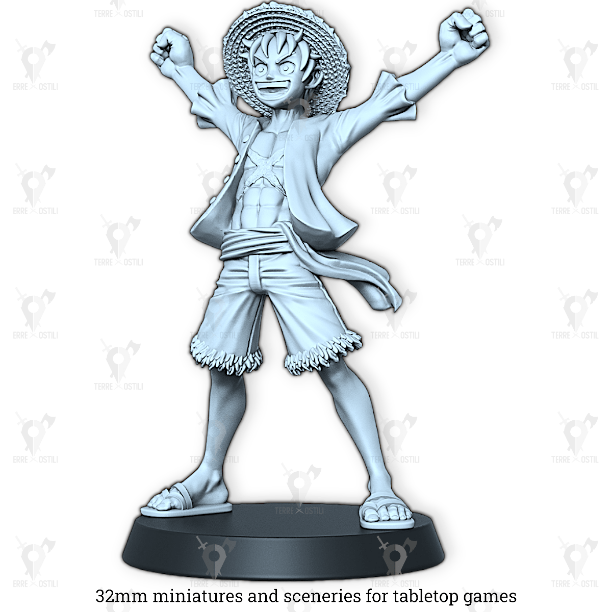 Luffy umano pirata guerriero capitano esploratore gomma onep | miniatura 3D resina | Terre Ostili
