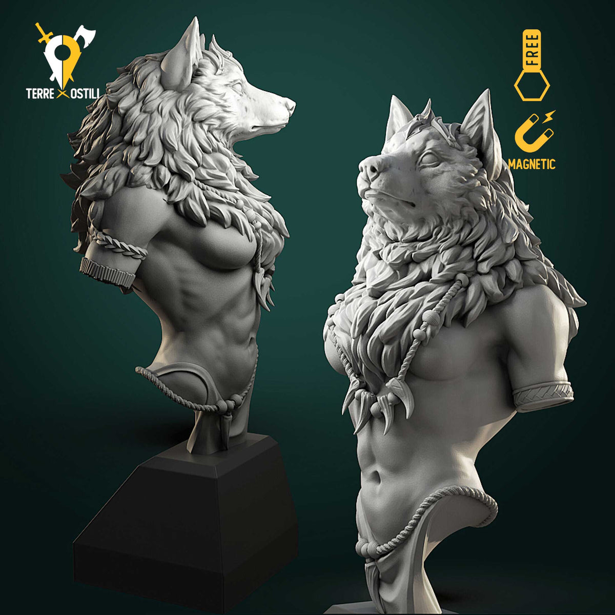 Lupo mannaro regina lupa sciamano busto resina alta qualità miniatura