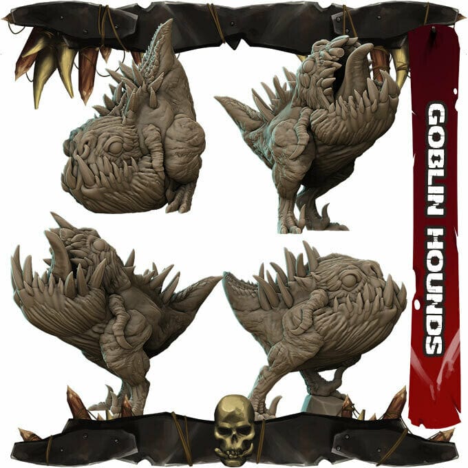 Mastini set 4 miniature, guerra mastino mostro cacciatore di goblin miniatura 3d resina