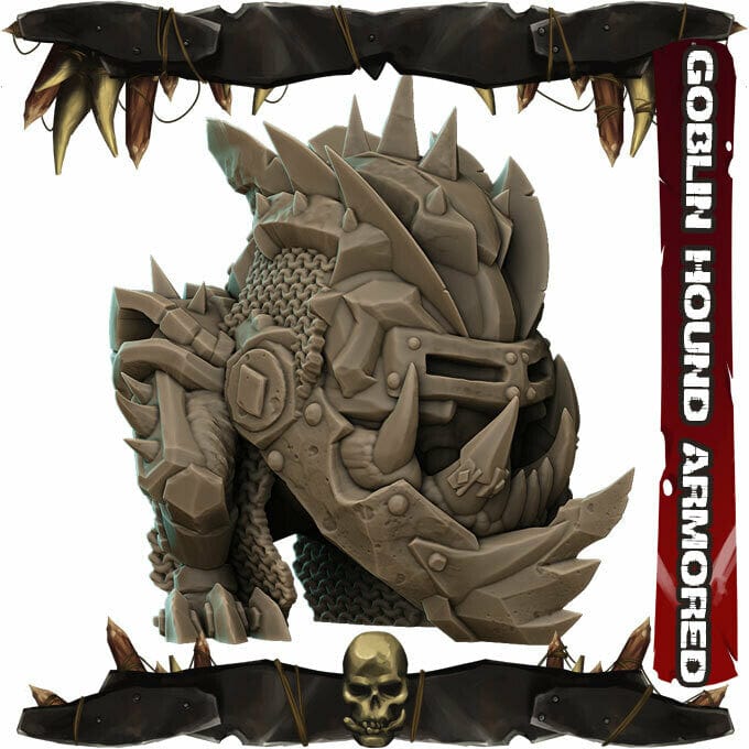 Mastino corazzato guerra mostro cacciatore di goblin miniatura 3d resina