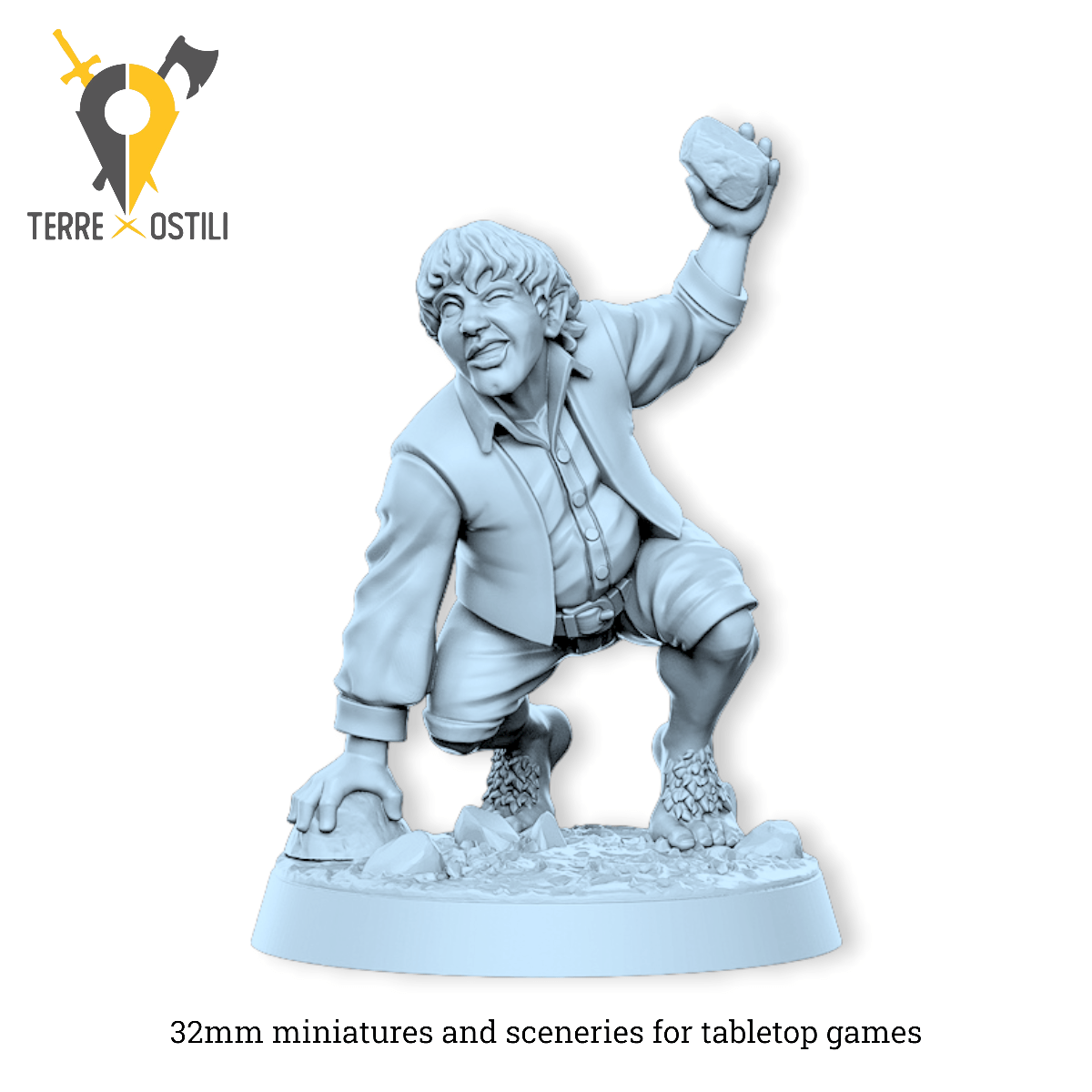 Matty halfling popolano hobbit Lotr | miniatura 3D resina | Terre Ostili