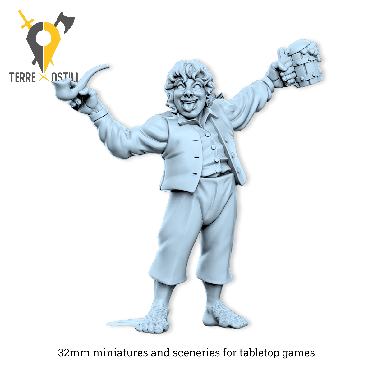 Merry halfling popolano hobbit lotr anelli | miniatura 3D resina | Terre Ostili