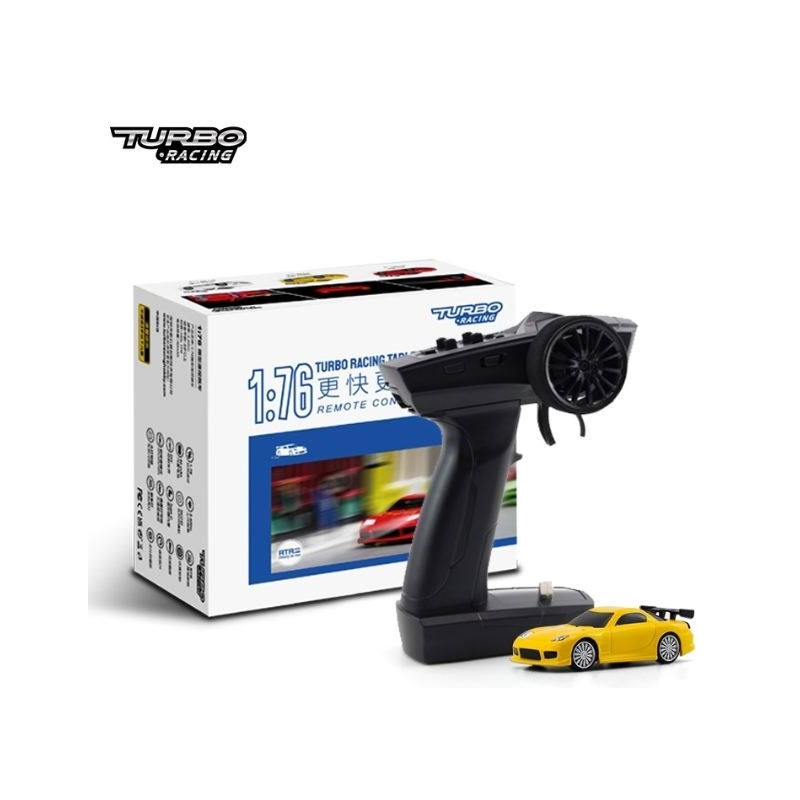 Micro auto Sport gialla 1/76 con radio Turbo Racing