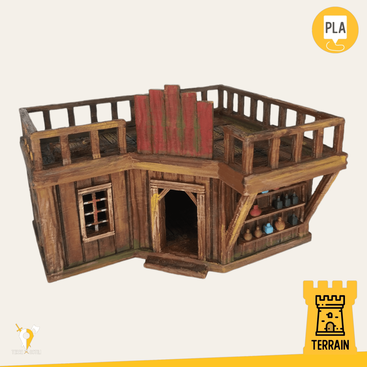 Negozio pozioni oggetti magici edificio fantasy scenico