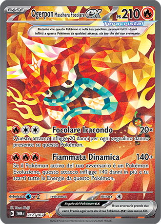 Ogerpon Maschera Focolare-ex 212/167 Alternative Art Illustrazione Speciale - ITA - Near Mint - Scarlatto e Violetto - Crepuscolo Mascherato - Carta Pokemon