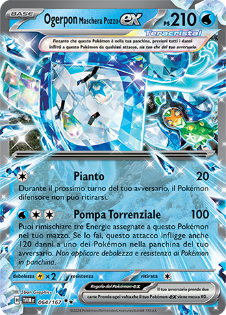 Ogerpon Maschera Pozzo-ex 064/167 Rara Doppia - ITA - Near Mint - Scarlatto e Violetto - Crepuscolo Mascherato - Carta Pokemon