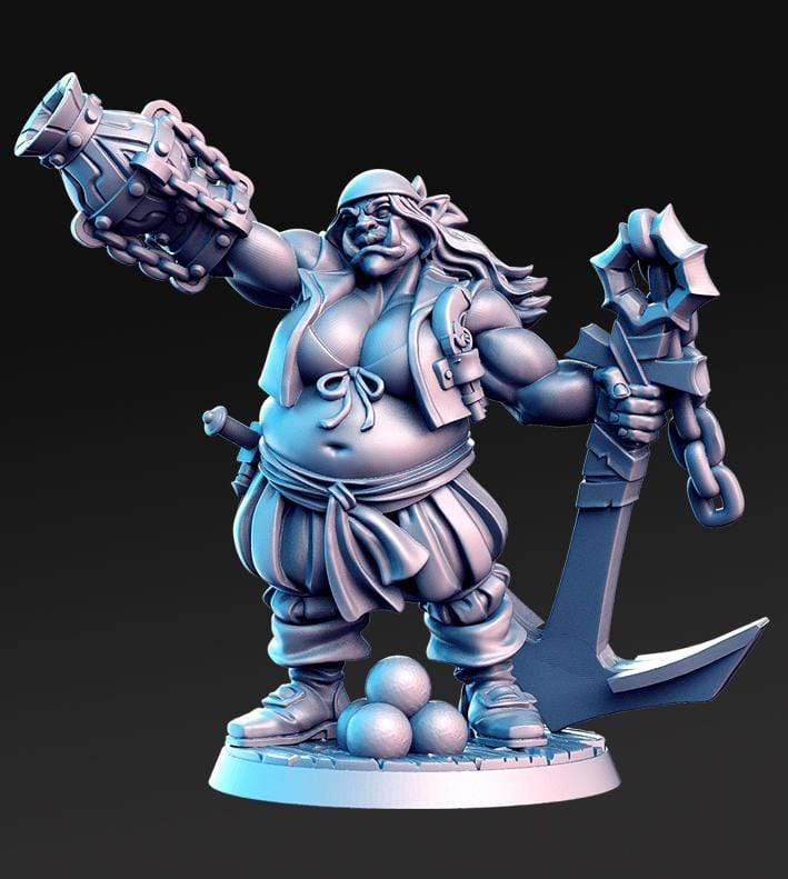 Orca mezz'orco con cannone guerriero corsaro pirata miniatura 3D resina
