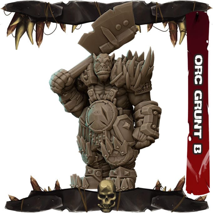 Orco barbaro soldato guerriero miniatura 3d resina grunt B